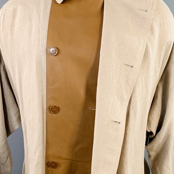 DIOR HOMME SS12 Size 34 Beige Linen Hidden Buttons Trenchcoat - Picture 6 of 10